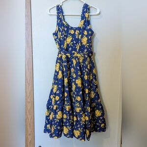 ModCloth Large Blue Floral Midi Dress